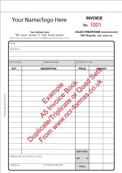 A5 NCR Invoice Book Template