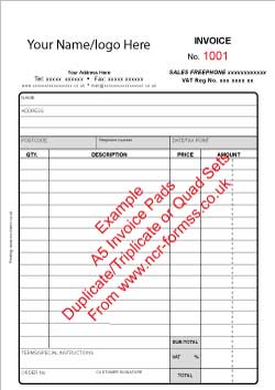 A5 NCR Invoice Pads Template