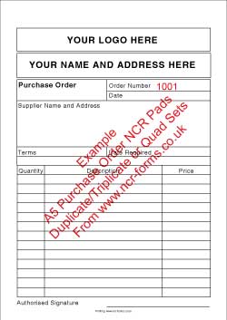 A5 NCR Purchase Order Pads Template